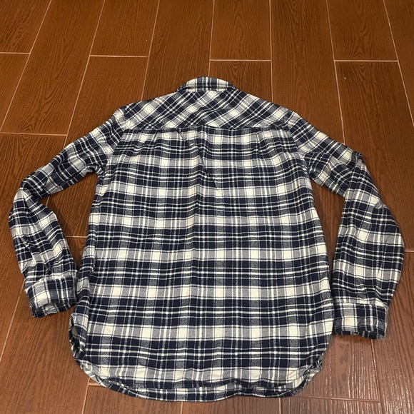 J Crew Flannel Shirt Jacket blue white plaid half zip front size XXS long sleeve - Picture 10 of 11